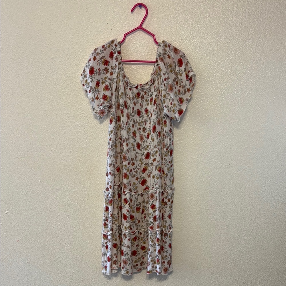 Floral Puff‎ Sleeve Dress